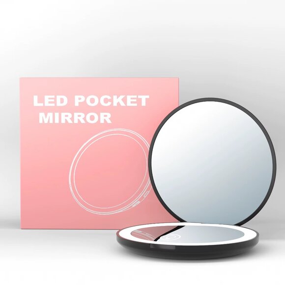 Led Lighted Folding Small Mirror with 3 Color Light, Large 4.8'' Rechargeable - Picture 16 of 16